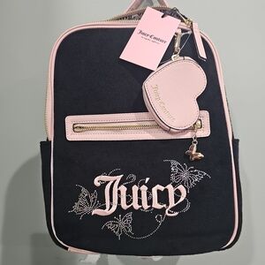 Juicy Couture Black Liquorice Velour Heritage Embroidered Backpack NWT